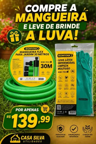 Mangueira flex 2 tamanhos Brinde Par de Luvas