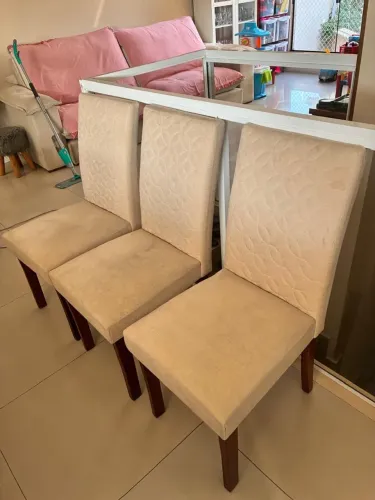 Cadeira de Jantar em Suede Creme Bege