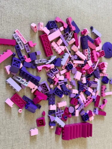 Lote de Peças LEGO Originais Rosa, Pink, Lilás e Roxo - 180 g