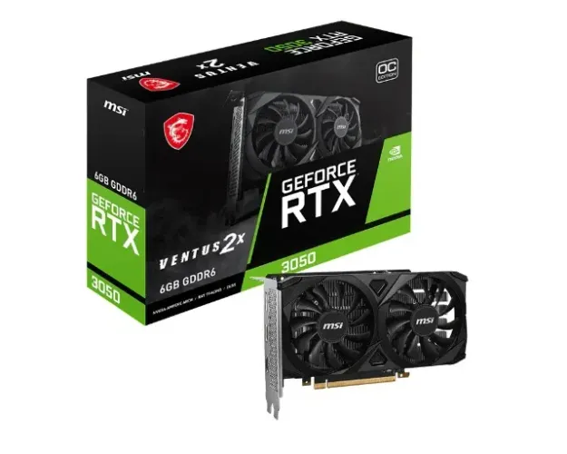 Placa de Vídeo RTX 3050 6GB GDDR6 MSI Ventus 2X 96 bits