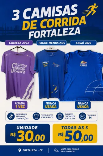 3 camisas oficiais de corrida de rua 