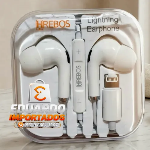 Fone de Ouvido com fio iPhone Lightning (Controle de Volume) não precisa ligar Bluetooth