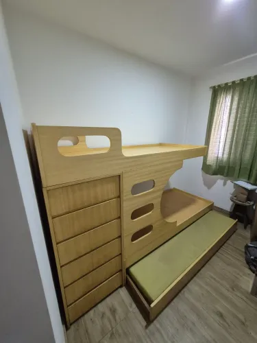 TRILICHE BELICHE COM COMODA 6 GAVETAS EMBUTIDA DE MADEIRA SUPER FORTE DE QUALIDADE