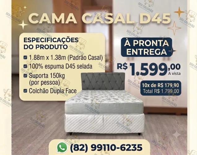 Base + Colchão Max Saúde D45 Reconflex Casal À Pronta Entrega