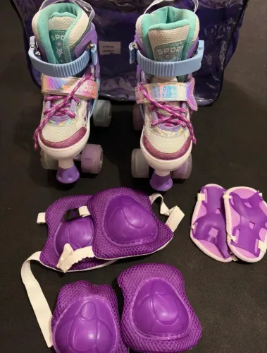Patins 4 rodas com Led e kit proteção