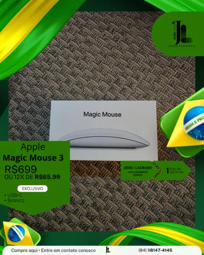 APPLE MAGIC MOUSE 3, USB-C, BRANCO, LACRADO, EXCLUSIVO!