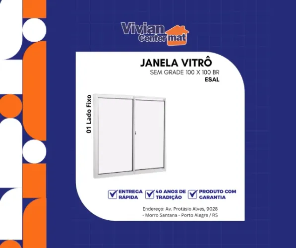 Janela Vitrô Sem Grade 100 x 100 Br 2F