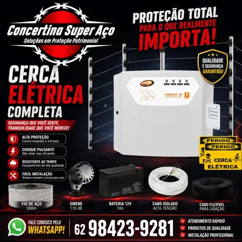 Cerca elétrica completa com choque