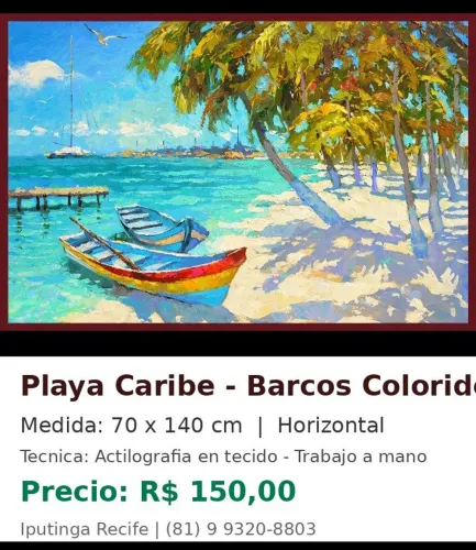 Quadro pintado a mao 140x80cm