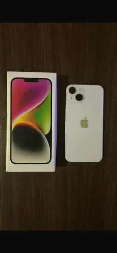 iPhone 14 branco 128gb Bateria 86% Câmera com mensagem