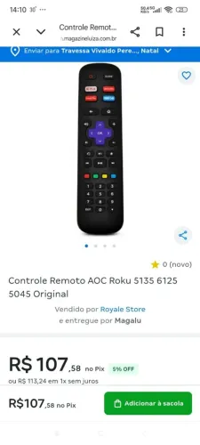Vendo controle de tv AOC original
