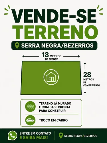 Terreno em Serra negra, bezerros.