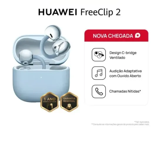 HUAWEI FreeClip 2 Fone de Ouvido Bluetooth Sem Fio Design em C Chamadas Nítida