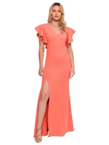 Vestido de festa salmão