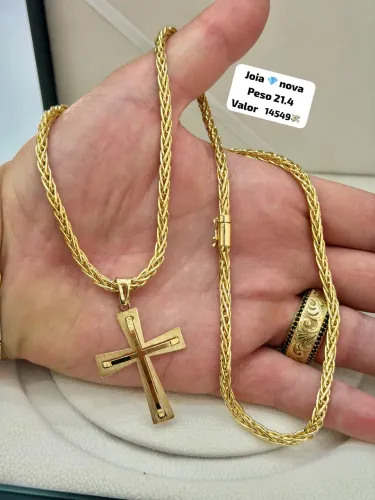 Corrente de ouro 18k 21.4g Palmeira | Certificado de garantia | aqui tem qualidade