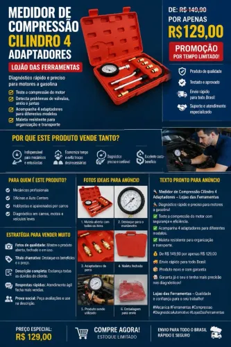 Medidor de Compressão de Cilindro com 4 bicos