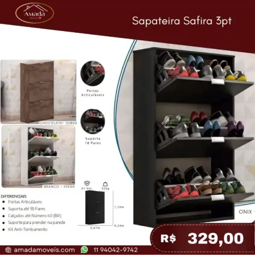 Sapateira Safira 3pt, a pronta entrega 