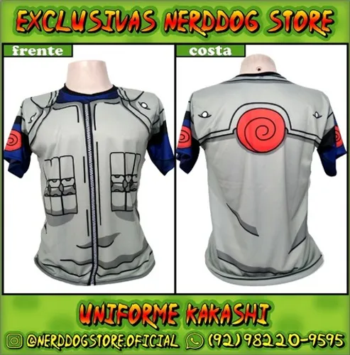 Camisa Hatake Kakashi Shinobi - NerdDog Store - Naruto Konoha Jounin Chunin Genin Ninja
