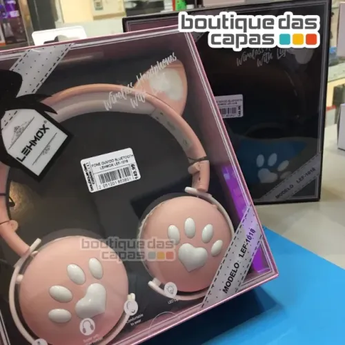 Fone de Ouvido sem fio Headphone Bluetooth Orelha de Gato c/ Led (LEF-1018)