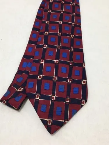 Gravata Perry Ellis Clássica Vinho Estampada Bom Estado