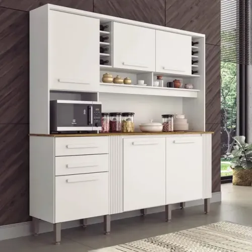 Armário de Cozinha Detalhe Ripado  6 Portas 2 Gavetas rf64