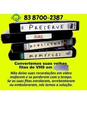 Promoção de Conversão de fitas VHS,VHS-C,mini DV....De: 150,00 reais por 100,00 até 10/09