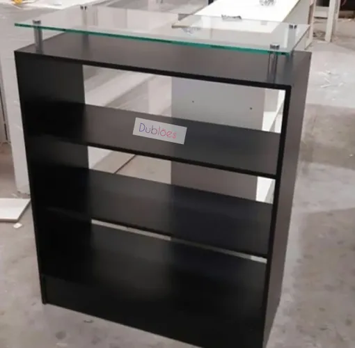 Balcão vitrine com vidro em cima promoção