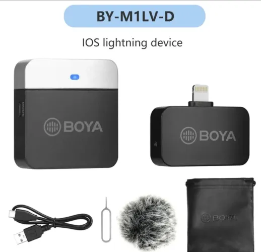 Microfone BOYA profissional p/ Iphones 14, 15 Android