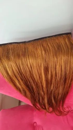 Cabelo humano virgem, adulado, castanho claro - 100g