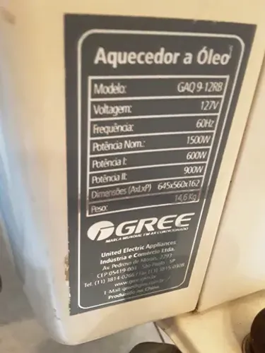 Aquecedor a óleo Gree com controle de umidade