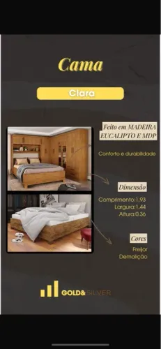 Cama Box Queen - Eucalipto e MDP - Freijó/Demolição promoção 