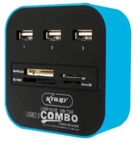 Hub 3 Portas Usb 2.0 e Leitor de Cartões SD Knup HB-T58