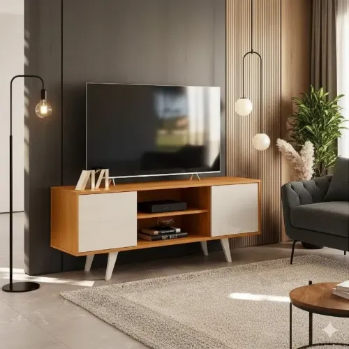 Rack Lisboa Cinamomo/Off White (PRODUTO COM ESTOQUE)