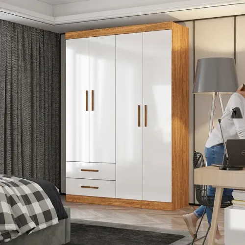 Guarda Roupa Casal Lu 4 Portas 2 Gavetas Carioca Móveis