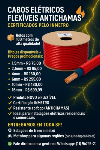 Cabos Elétricos Flexíveis Antichamas - Certificados INMETRO