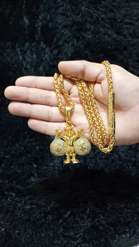 Corrente Peruano 8mm + Pingente Tio Patinhas Banhado A Ouro 18k 
