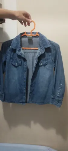 Camisa jeans social menino infantil tamanho pequeno