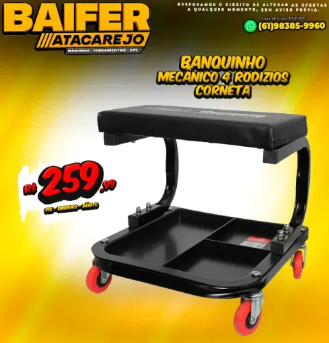 Banquinho Mecânico 4 Rodizios Corneta