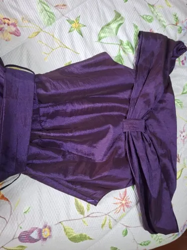 Vestido de festa Roxo Tafetá Midi
