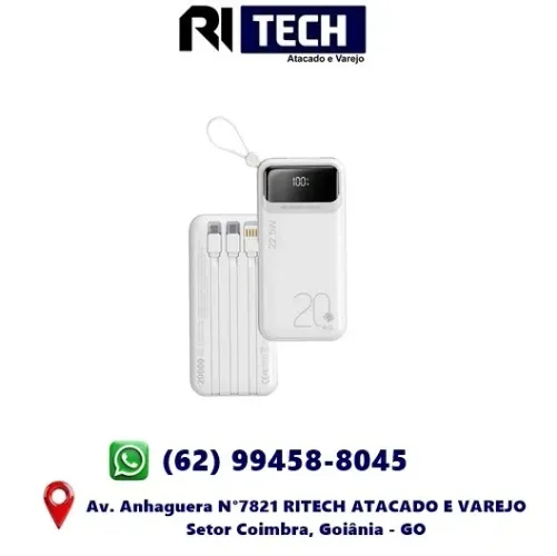Bateria Carregador Rápido Portátil Turbo 22.5W ASL 20000mah com display 4 Cabos