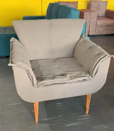Poltrona de Canto em Suede Bege