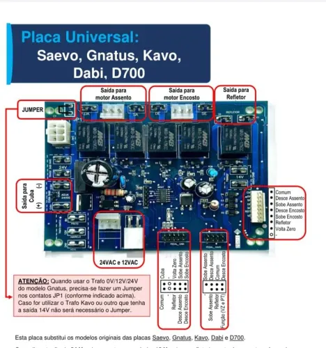 Placa universal para cadeira odontológica 