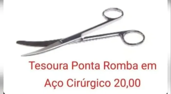 Tesoura Ponta Romba em Aço Cirúrgico Bombeiro