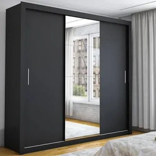 Guarda Roupa Casal 3 Portas Preto