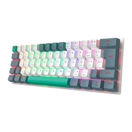 Teclado Mecânico Gamer Machenike K500-B61, Switch Huano Brown, ABNT, Branco