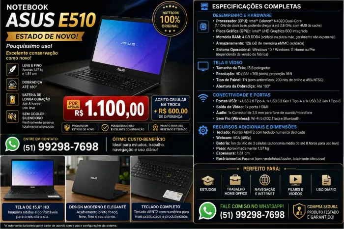 Notebook ASUS E510