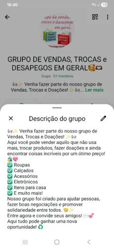 GRUPO DE VENDA, TROCAS e DOAÇÕES