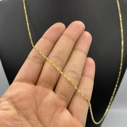 CORRENTE TIJOLINHO DE QUINA 2MM - MOEDA ANTIGA - BANHADO A OURO 18K