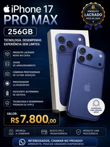 iPhone 17 Pro Max 256GB - Novo na caixa