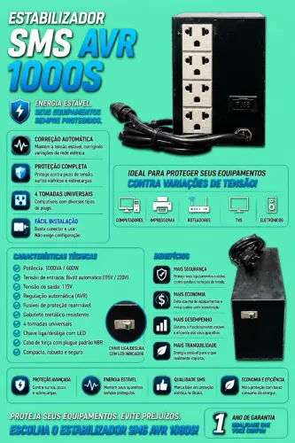 Estabilizador SMS AVR 1000s